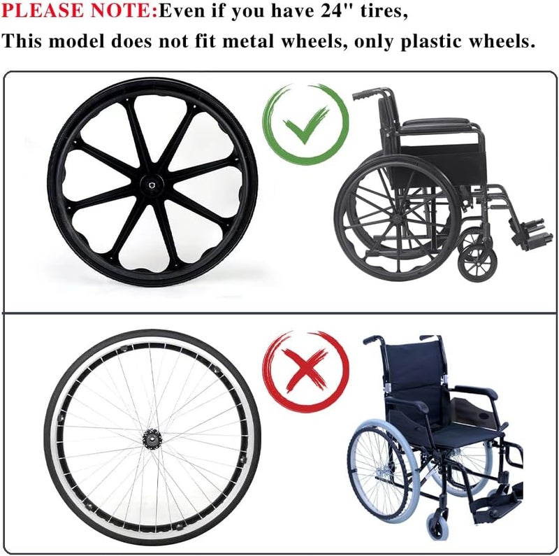 HMZ إطار استبدال العجلة الخلفية للكرسي المتحرك، 24 "X 1" إطار بولي يوريثان غير قابل للثقب، مزود بأدوات التركيب، ملحقات الكرسي المتحرك لجميع العلامات التجارية (1 زوج) - Image 3